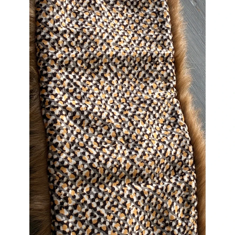 Banana Republic Faux Fur Stole Cognac Brown Animal Print Silk Lining Scarf